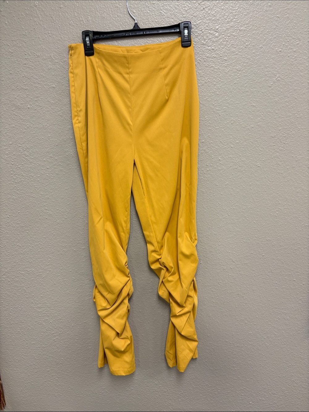 SHEIN Mustard Yellow Ruched Leg Pants